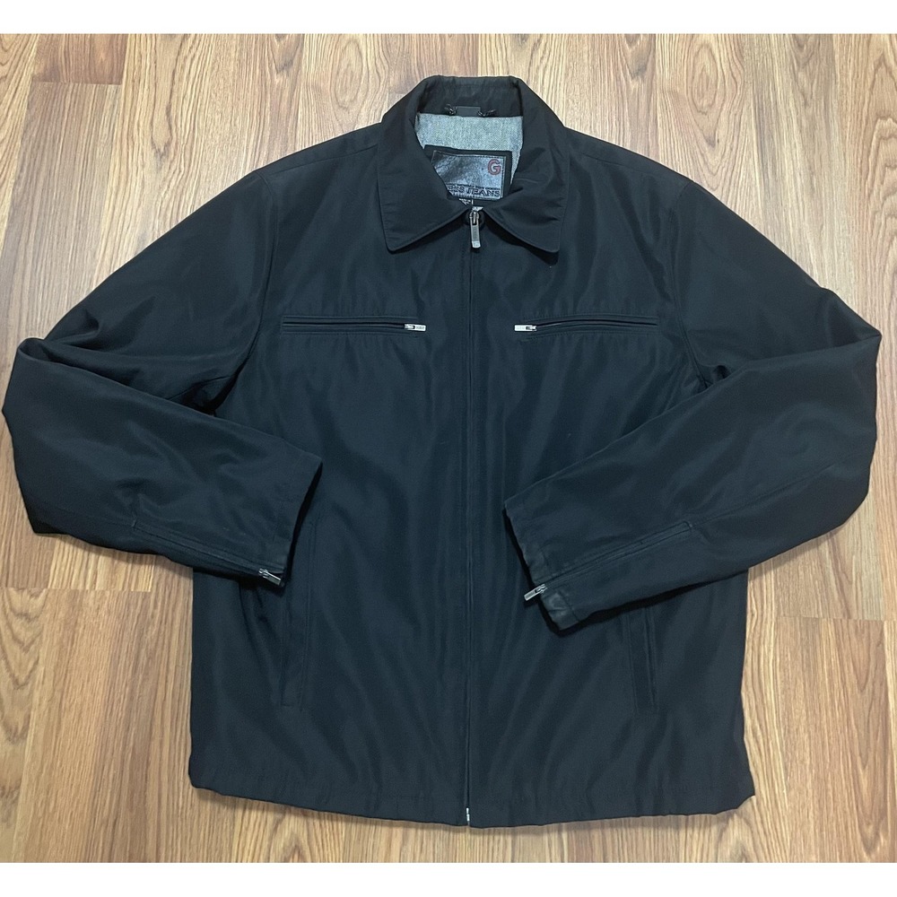 GUESS Biker Jacket Mens Small Full Zip Lined Zip Cuffs
